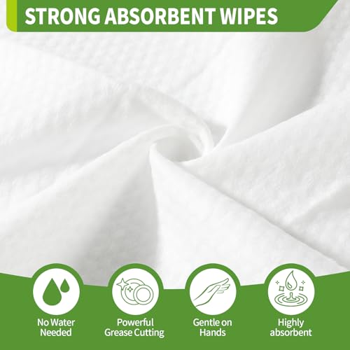 Creatyi 80 Pack Portable Camping Dish Wipes - Water-Free Grease & Food Residue Cleaner