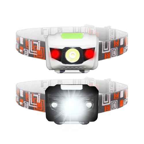 MENCH Headlamp for Kids & Adults,2 Packs Outdoor Camping Hiking Running Head lamp with White & Red Light, IPX4 Waterproof LED Headlight with Adjustable Headband,6 AAA Batteries Included