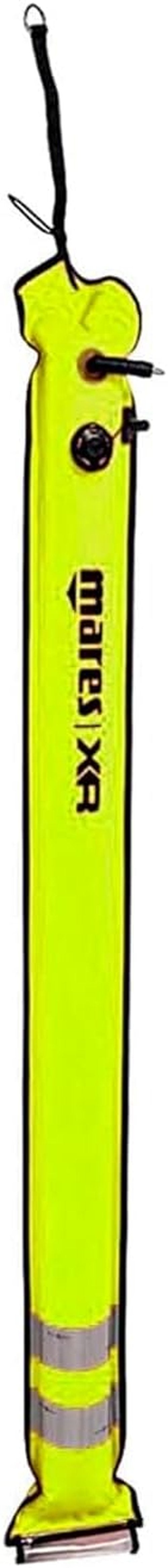 Mares XR Line SMB Emergency Yellow Technical Diving Water Safety High-Visibility Marker Buoy, Reflective Stripe, 1.8m Length