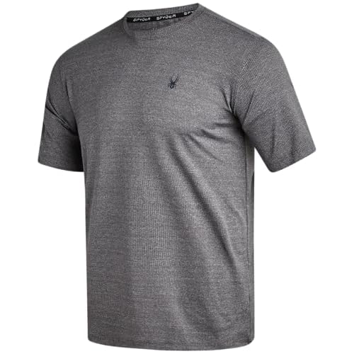 Spyder Mens Athletic Shirts - Moisture Wicking Short Sleeve Crewneck Workout Shirts for Men - Relaxed Fit Mens Shirts for Gym