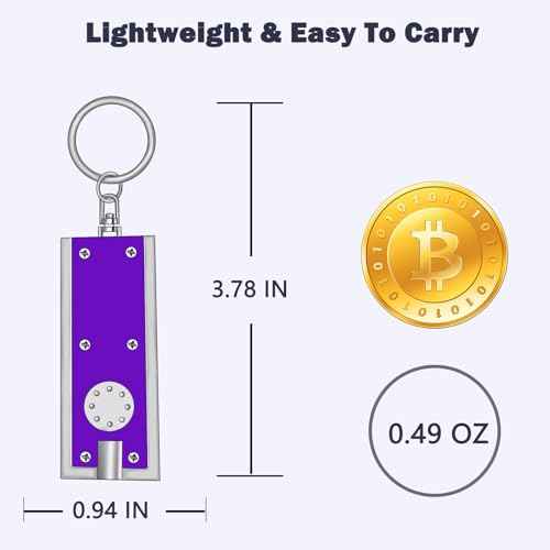 UV Keychain Flashlight, Compact Tiny Led Keychain Flashlight Set - 395nm Mini Black Lights for Currency, Scorpion Detection, Portable Illumination with Batteries (8 PCS)