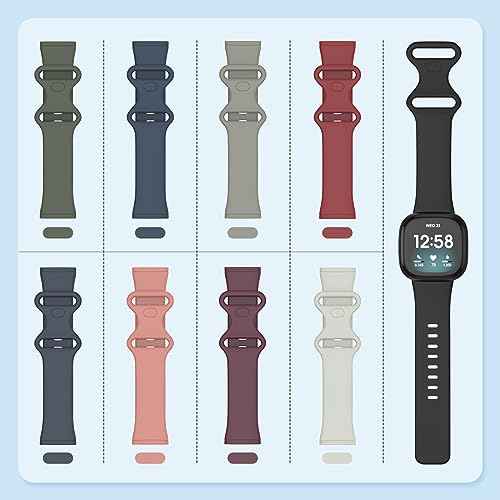 2 Pack Waterproof Bands Compatible with Fitbit Versa 3 / Fitbit Versa 4 / Fitbit Sense/Sense 2 Bands, Classic Soft Sports Replacement Wristbands for Women Men (Large 7.1''-8.7'', black/black)