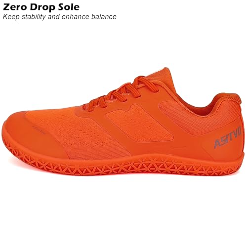 Men's Wide Zero Drop Cross Trainer Shoes - Fluorescent Orange, 11