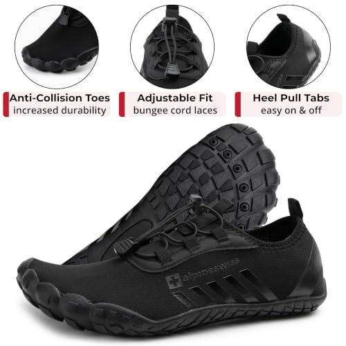 Men's Quick Dry Water Shoes - Barefoot Beach Swim Aqua Socks, Black 9