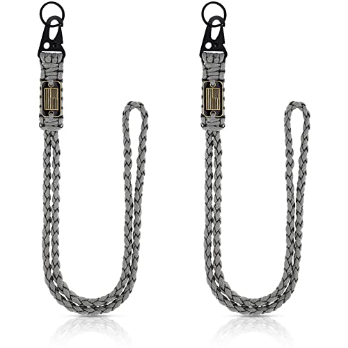Gray Heavy Duty Paracord Lanyard Set for Outdoor Use - 2 Pack