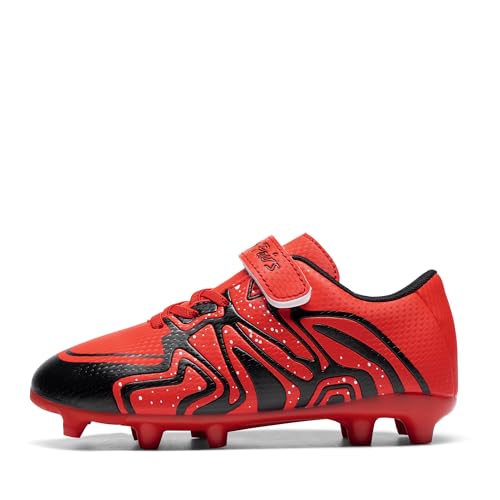Kids Soccer Cleats - Little Kid 13, Red & Black, Boys Girls Sports Shoes