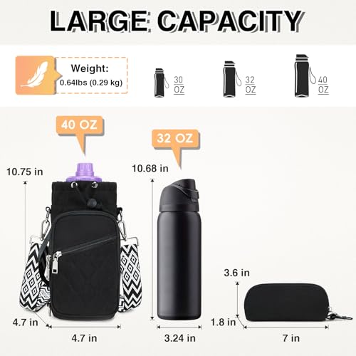 Water Bottle Carrier Bag with Strap, Water Bottle Holder Crossbody Bags for Women Men for Walking, Hiking,Cycling