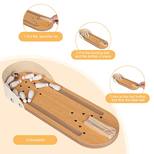 Mini Bowling Game Set for Kids & Adults - Desk Stress Reliever & Educational Toy