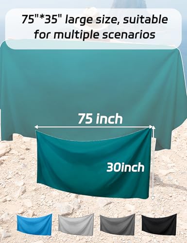 Gray Oversized Magnetic Microfiber Beach Towel - Sand-Resistant Quick-Dry 75x30"