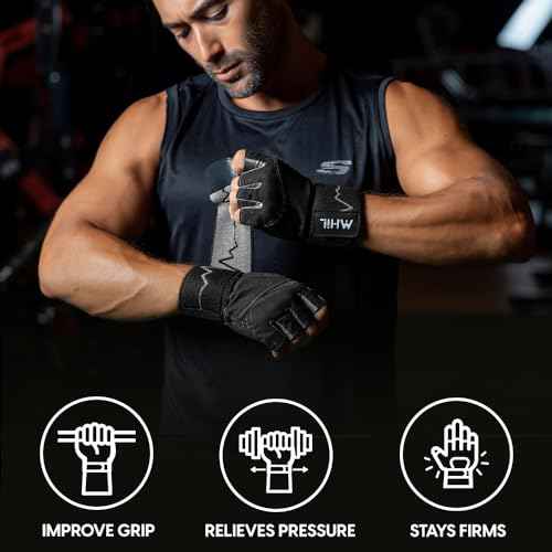 MhIL Workout Gloves for Men ? Comfortable Gym Gloves for Men with Enhanced Grip for Safety and Hand Protection ? Weight Lifting Protection with Wrist Wraps Support for Performance Boost and Style