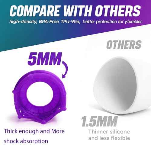 Regal Crown Protective Boot for Stanley Cup Accessories, Sturdy TPU Bottom Sleeve Cover for Stanley Quencher H2.0 40oz & 30oz, Fits Hydro Flask, Simple Modern with 2.9" Base - Purple