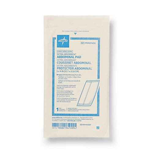 Medline Essentials Sterile Abdominal Pads, 5" x 9", Cellulose Center for Quick Absorption, Pack of 400