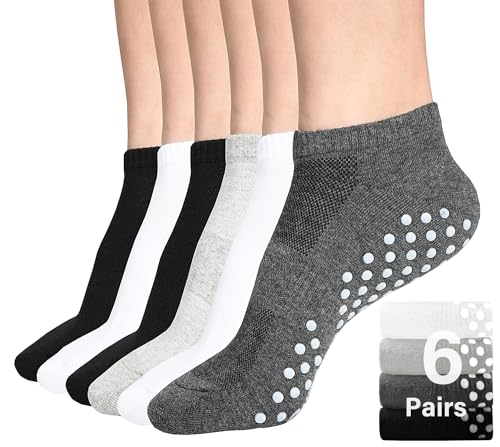 DIBAOLONG Unisex Low Cut Socks 8-10 Pairs with Grips Ankle No Show Athletic Cotton