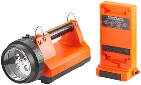 Streamlight 45807 E-Flood LiteBox 615-Lumen Rechargeable Flood Beam Lantern with Power Failure Lighting System, AC/DC Charging, Heavy Duty Shoulder Strap, and Mounting Rack, Orange