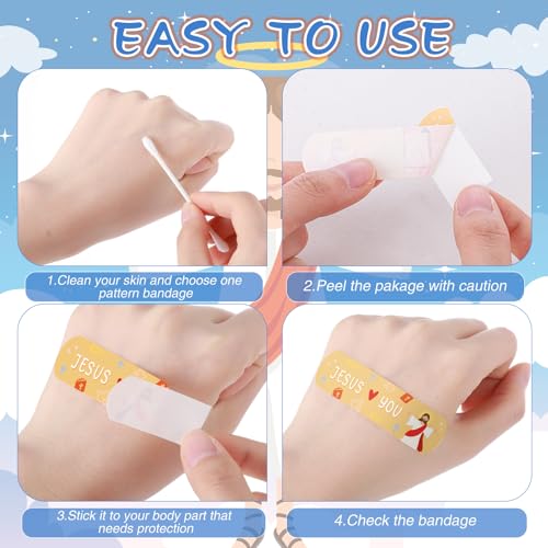 Geiserailie 400Pcs Jesus Colorful Cartoon Adhesive Bandages Jesus Kids God Bless You Waterproof Breathable Bandages Pack for Children(Jesus)