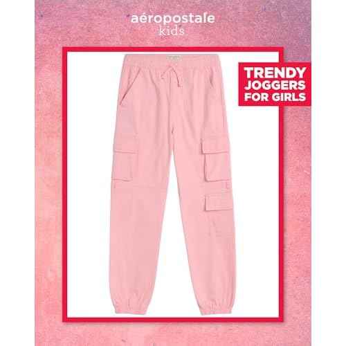 AEROPOSTALE Girls Cargo Pants - Casual Twill Joggers Baggy Sweatpants for Girls with Elastic Drawstring Waist (Sizes: 7-16)