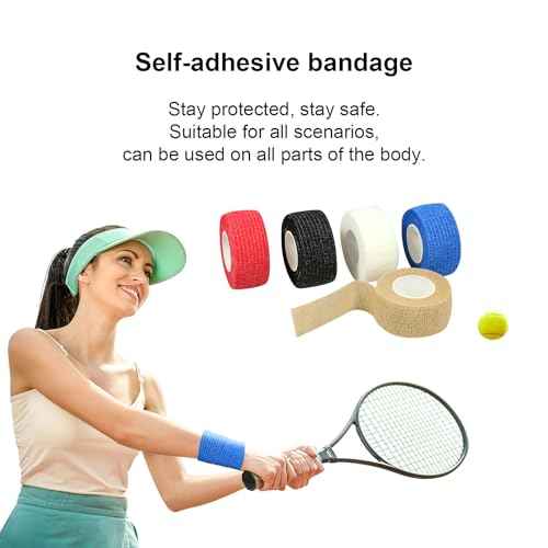 Self Adhesive Wrap Bandage Cohesive Bandage Breathable Self Adherent Wrap for Sprain Swelling and Soreness on Wrist and Ankle 10PCS 1 in X 14.7 ft (Blue)