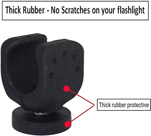 Magnetic Flashlight Mounts Set of 4 - Heavy Duty Rubber-Coated Bases for 30-43mm & 22-28mm Diameter Lights
