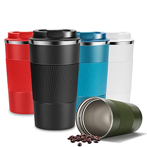 YINJAM Reusable Insulated Travel Mug 510ml Stainless Steel Hot Cold Coffee Cup - Black