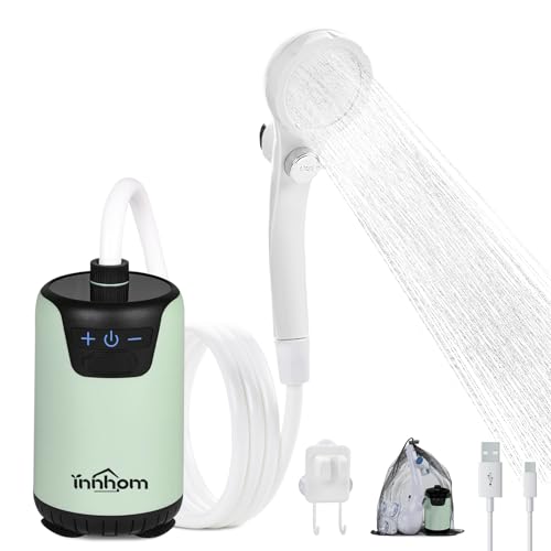 innhom Portable Camping Shower Pump with LED Display, 6000mAh Rechargeable, Green