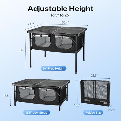 Folding Camping Table with Storage Cooler Bag - Portable Outdoor Dining