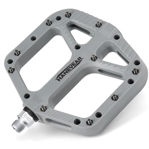 HANEVEAR Mountain Bike Pedals, Large Size MTB Pedals 9/16" Wide Platform Pedals, Lightweight Nylon Fiber Bicycle Pedals for BMX MTB Road Bikes