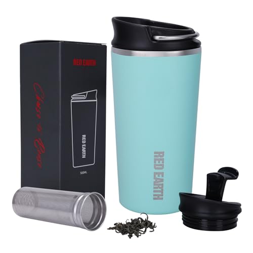 GiNT 17oz Travel Tea Mug with Infuser and 2 Lids - Green, Vacuum Insulated Stainless Steel