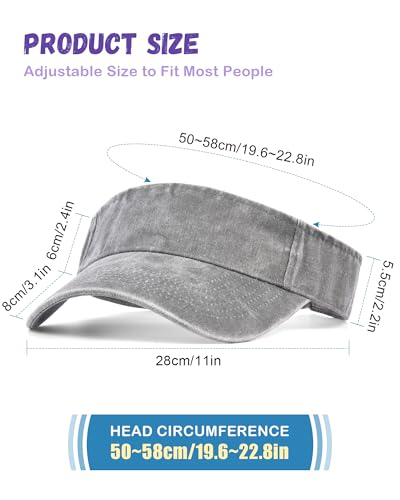 Sun Visor Hat Pack - Adjustable Cotton Golf Running Tennis Caps for Women & Men - Black, Navy Blue, Gray