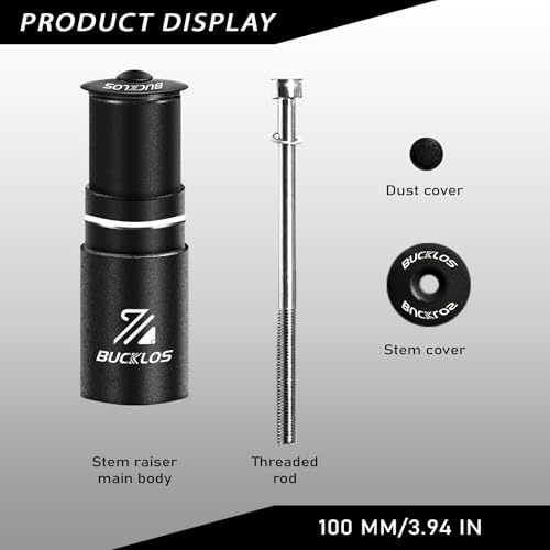 BUCKLOS Bike Stem Riser Extender MTB, 1-1/8" 28.6mm Bike Fork Stem, Handlebar Stem Aluminum Adapter for Mountain Bike, Road Bike, MTB, BMX