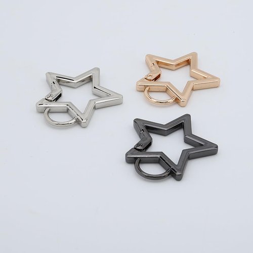 Gun Black Star Shaped Stainless Steel Keychain Clip Carabiner Snap Hook Holder Star Carabiner Hook Clip Key Holder Carabiner Clip for Keys and Wallet with Key Chain Rings,Accessory,Keychain Carabiner