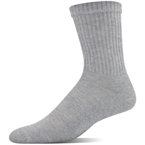 Gildan Men's Polyester Half Cushion Mid-Crew Socks - Grey, Size 6-12, 12-Pack