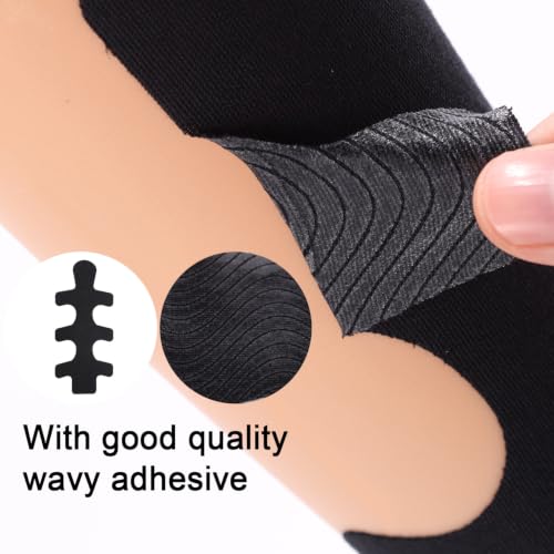 Black Precut Kinesiology Tape for Achilles Tendon Support - 12pcs