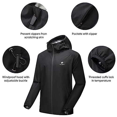 Black Sauna Suit for Men Weight Loss Sweat Training Jacket & Pants Large
