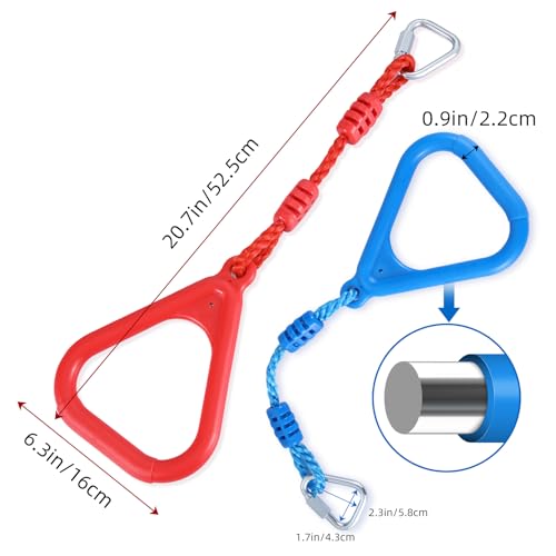 4 Colorful Ninja Gymnastic Rings with Triangle Handles - Kids Obstacle Set