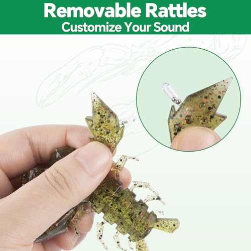 Bass Fishing Lures with Removable Rattles - Crawfish Soft Baits Kit