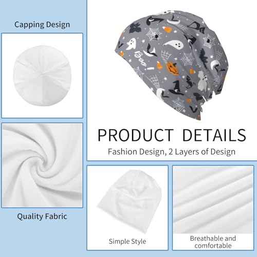 Funny Pumpkins Beanie Hat Halloween Baggy Slouchy Skull Cap Cancer Headwear Chemo Cap Knitted Hat Nightcap for Men Women