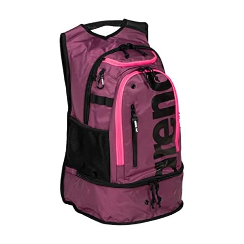 ARENA Unisex Adult Fastpack 3.0 Swimming Athlete Sports Backpack for Swimming Training Gear Gym Bag for Men and Women, 40 Liters, Plum/Neon Pink