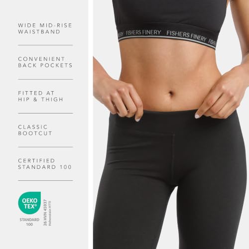 Fishers Finery Women's Ecofabric Classic Bootcut Yoga Pants with Back Pockets - Medium Petite, Black