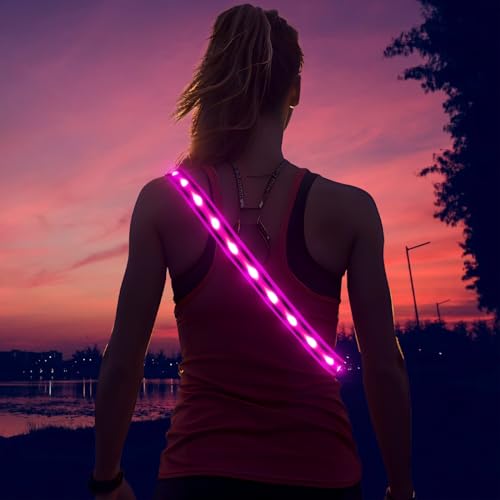 Illumifun LED Running Belt - USB Rechargeable Light Up Sash, High-Visibility Elastic Waistband Light for Running Cycling Hiking Camping Nighttime Activities