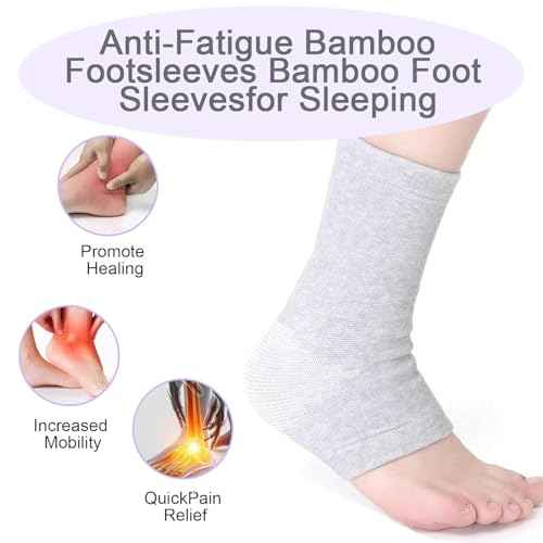MVVM 2 Pairs of One Compress Bamboo Foot Sleeves,Keep Warm Bamboo Ankle Socks Foot Sleeves, Suitable for Cold Protection Against Swelling and Sprains (Gray,One Size Fits All)