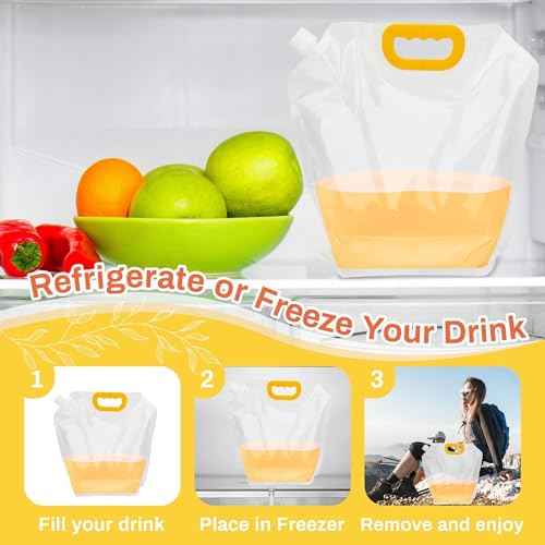 Collapsible Water Container 4-Pack, 1.3Gallon/5L Portable Water Storage Bag for Camping, Hiking, RV, Emergency - BPA-Free, Leakproof, Freezable