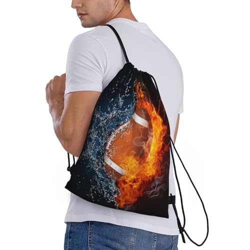 Football Sports Drawstring Backpack Kids Teens Adults Small 14x16.9 inch