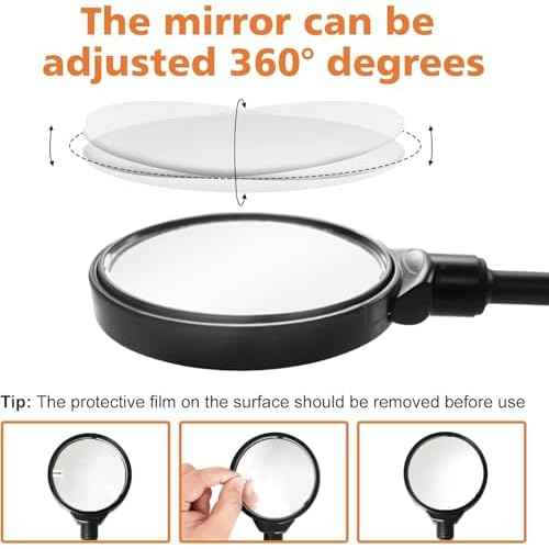Reflective Bike Mirror Handlebar Mount, Adjustable Rotatable Bicycle Rear View Mirror, Wide Angle Acrylic Convex Safety Mirror for Mountain Road Bike (yellow)