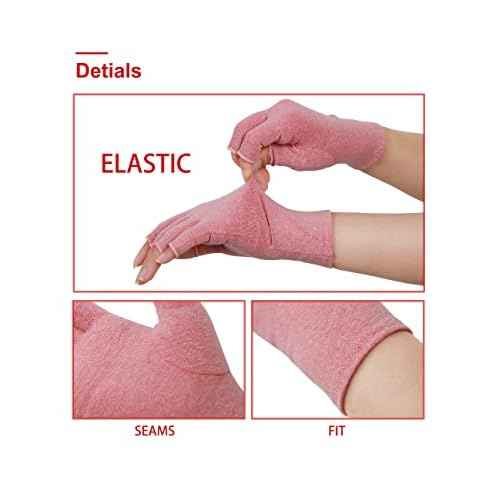 Donfri 1 Pair Arthritis Gloves for Women Men for Pain,Compression Gloves Fingerless Gloves Hand Pain Relief Raynauds Typing Gaming (Pink,M)