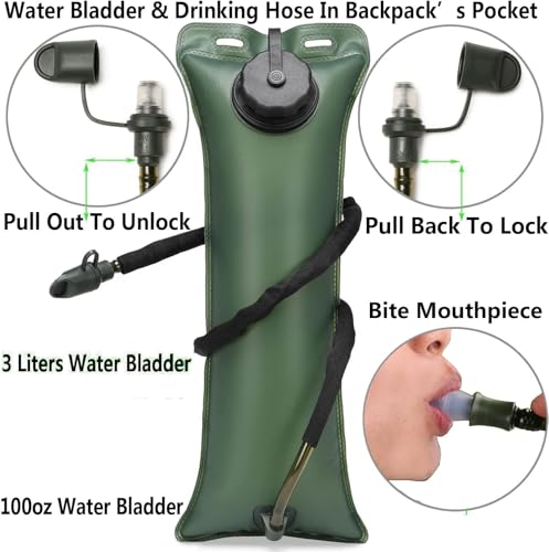 Water Hydration Pack with 3L Bladder - 2 Pack Leakproof Military Water Carrier for Running Cycling Hiking