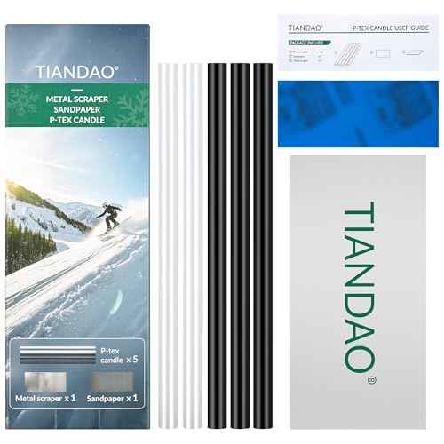 Ski Snowboard Base Repair Kit 5 P-TEX Rods (Black/Clear), Stainless Steel Scraper Sandpaper Ski Repair Kit, Snowboard Repair Tools, DIY Base Tuning Maintenance