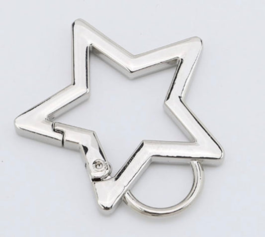 1pc Silver Star Carabiner Hook Clip Key Holder Carabiner Clip,Shaped Stainless Steel Keychain Clips Carabiners Snap Hook Holder for Keys and Wallet with Key Chain Rings,Keychain Carabiner Accessory