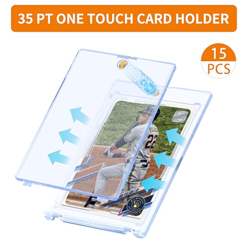15 Pack Magnetic Card Holders for Trading Cards - One-Touch Baseball Football TCG Collectible