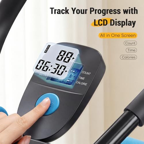 Ab Machine for Core Workout - Adjustable Foldable Abs Trainer with LCD Display - Blue