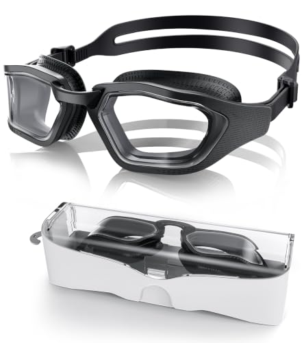 Greatever Adult Swim Goggles Anti-Fog UV Wide View - Black Silver Lens